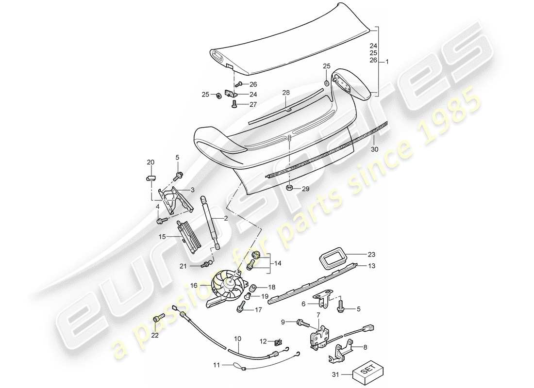 porsche 2001 (996 gt3) abdeckung - d >> - mj 2002 ersatzteildiagramm