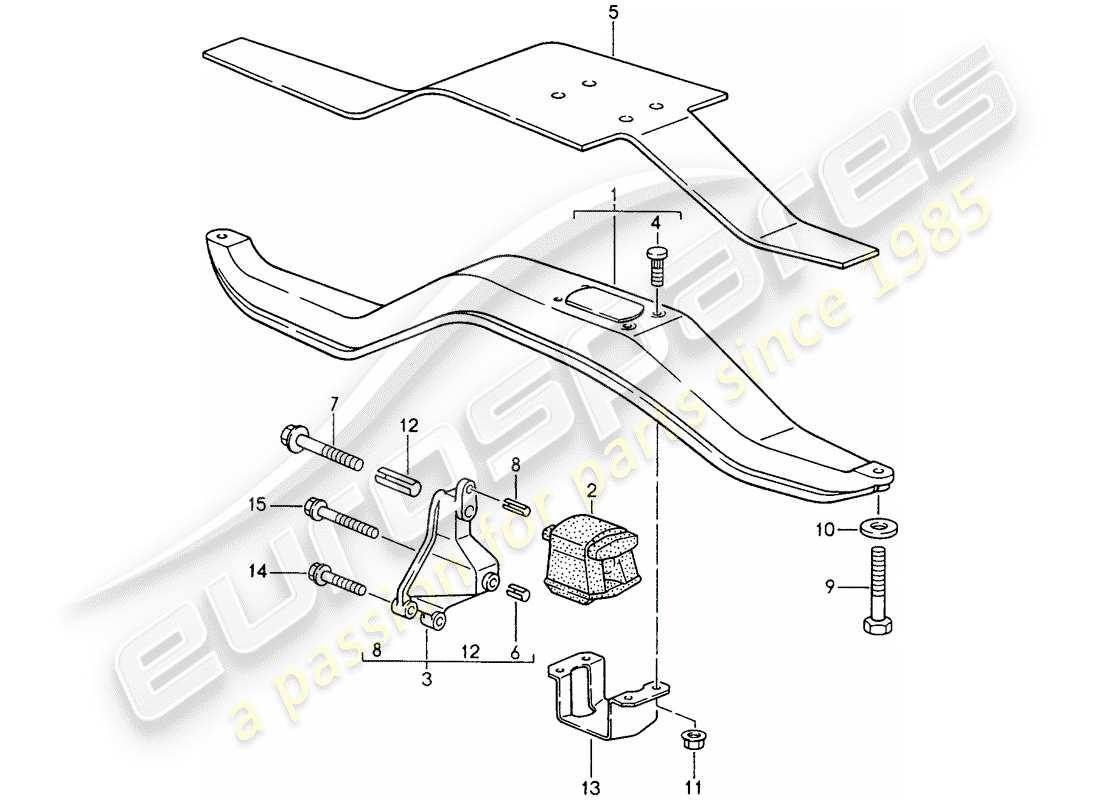 porsche 1993 (968) tiptronic - getriebeaufhängung ersatzteildiagramm