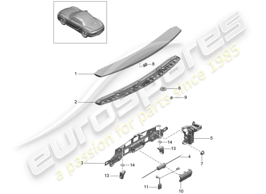 porsche 2013 (981 boxster) heckspoiler teilediagramm