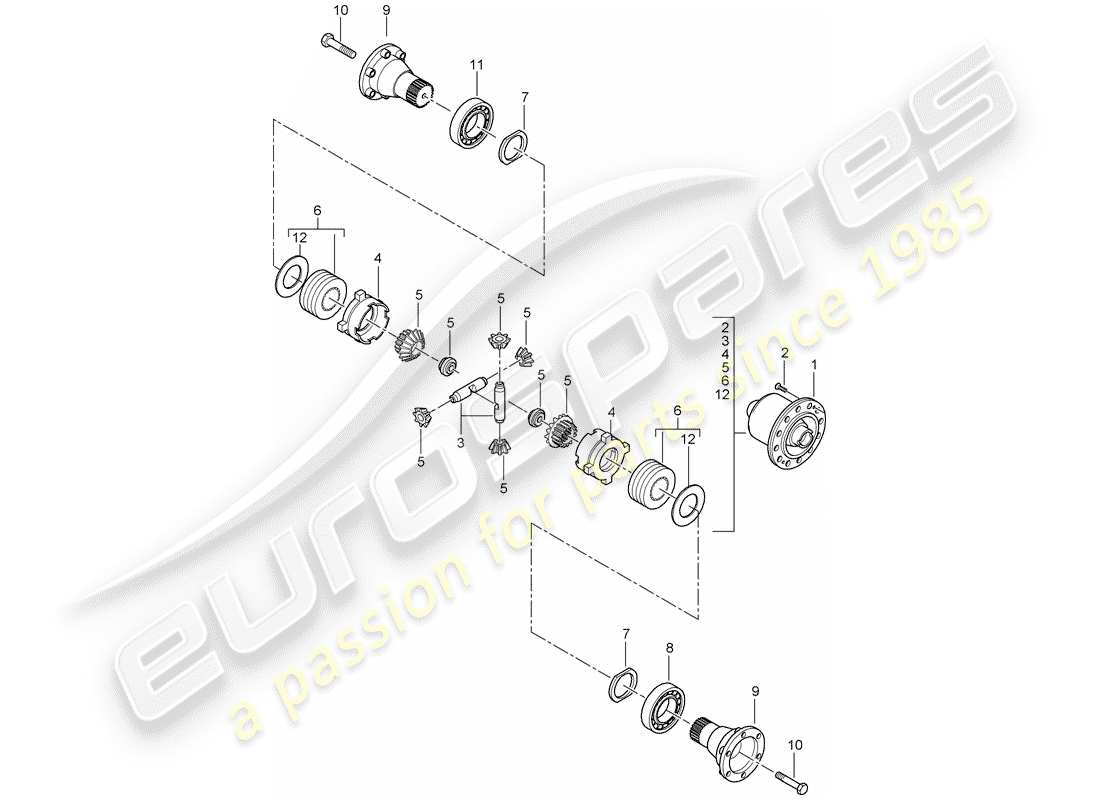 porsche 2003 (996 gt3) sperrdifferential - komplett- und reparatursätze ersatzteildiagramm