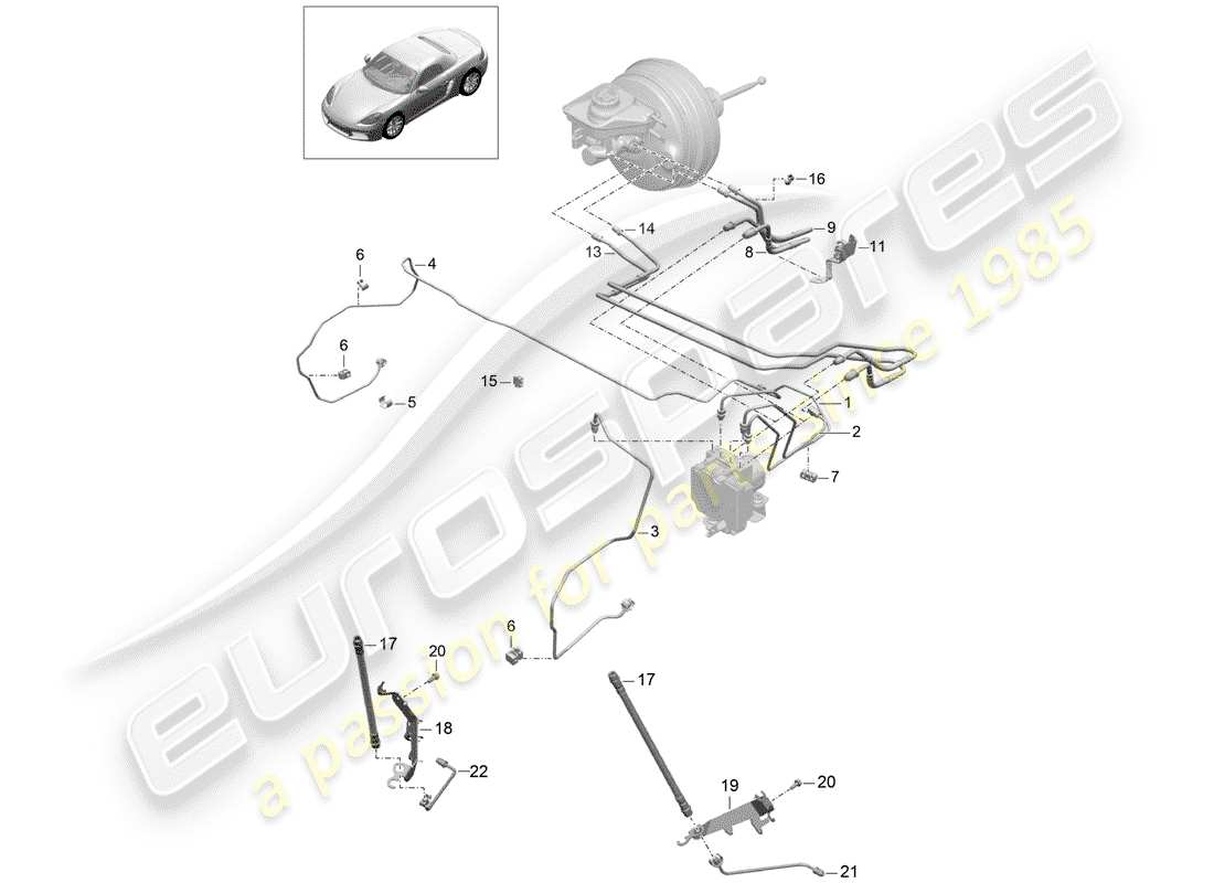 porsche 2018 (718 boxster) bremsleitung ersatzteildiagramm