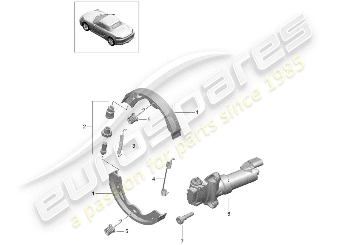 porsche 2019 (718 boxster) parkbremse ersatzteildiagramm