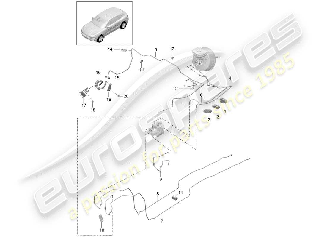 porsche 2015 (macan) bremsleitung ersatzteildiagramm
