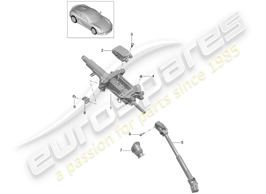 porsche 2016 (981 boxster spyder) lenksäule ersatzteildiagramm