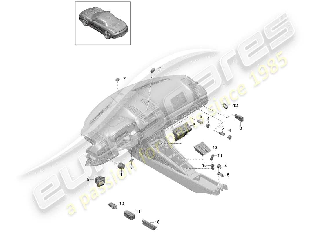 porsche 2012 (981 boxster) switch-ersatzteildiagramm