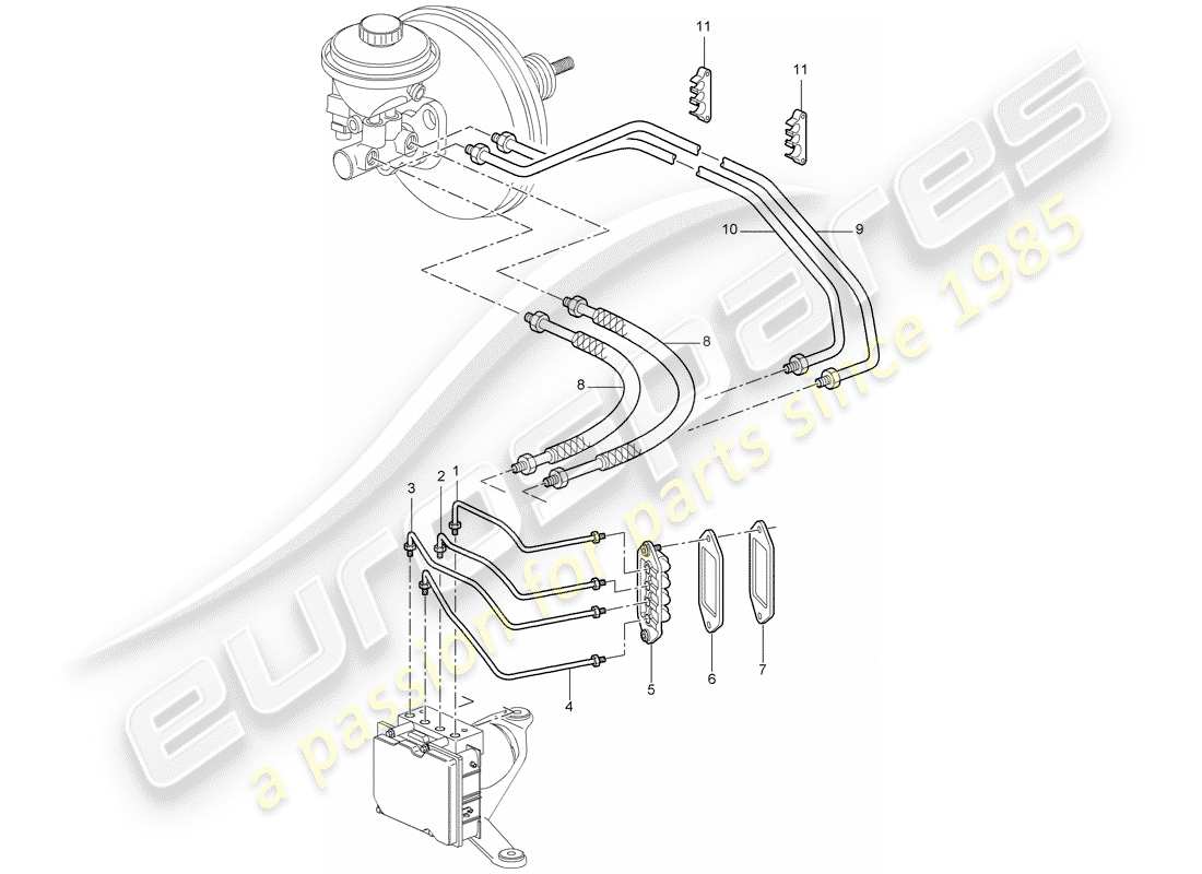 porsche 2008 (997-1 gt3) bremsleitungen ersatzteildiagramm