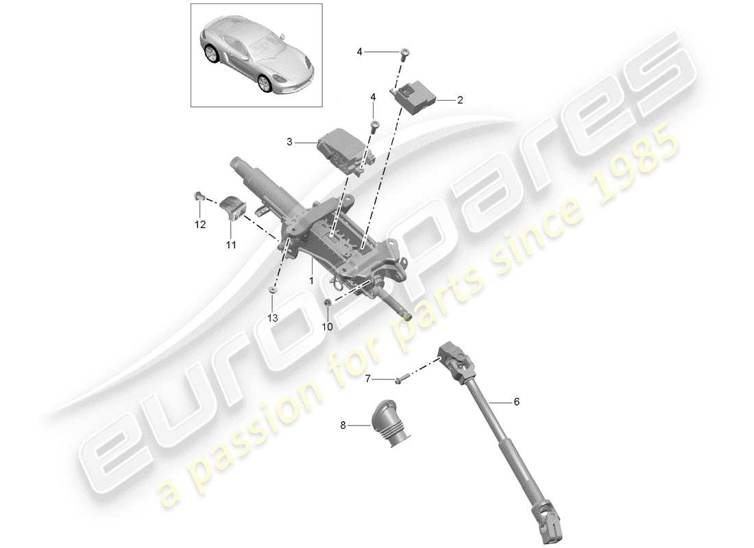 porsche 2017 (718 cayman) lenksäule ersatzteildiagramm