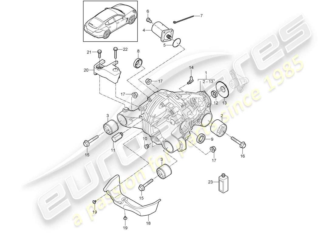porsche 2010 (cayenne e1 9pa) hinterachsdifferential teilediagramm