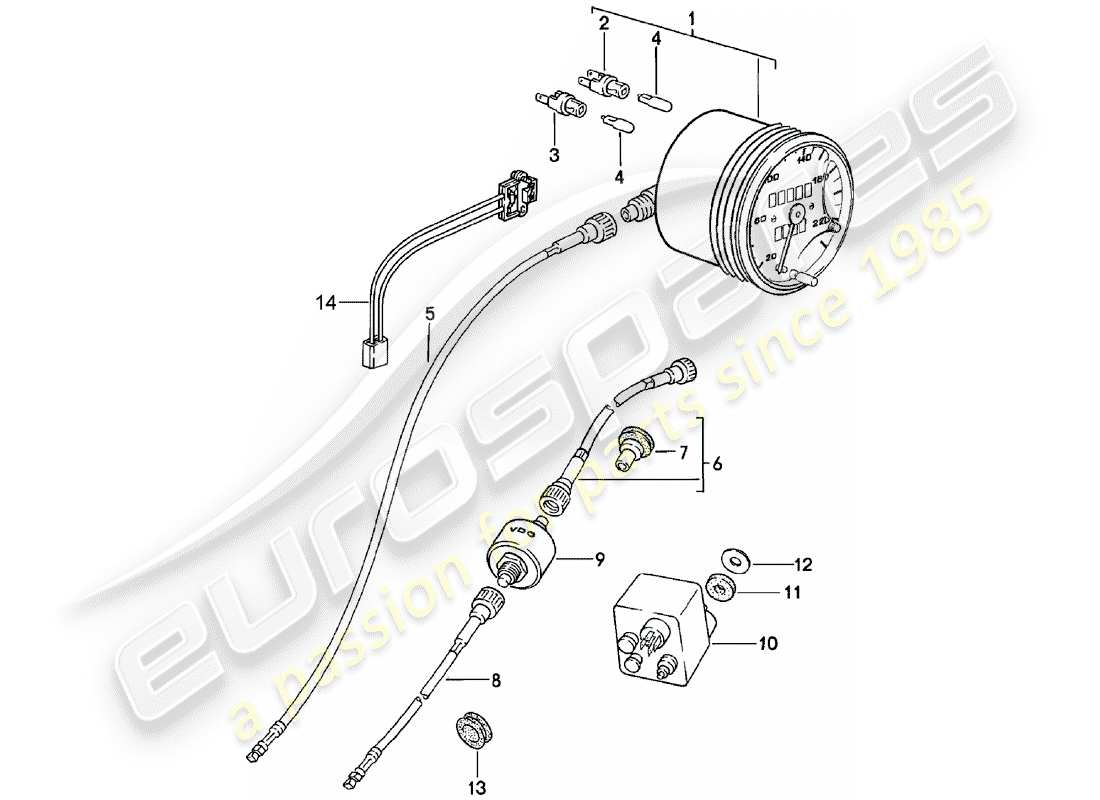 porsche 1985 (924) tachometer-teilediagramm
