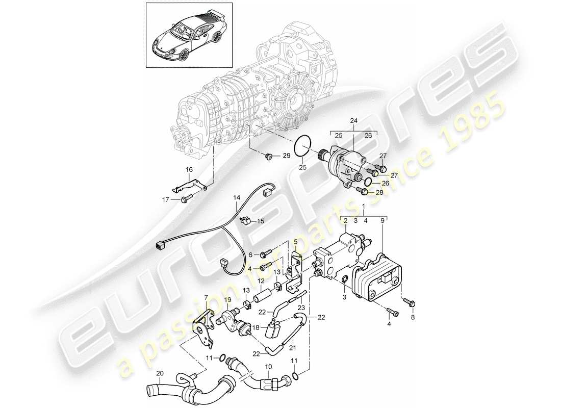 porsche 2009 (997-2 gt3) getriebeölkühler - ersatzteildiagramm