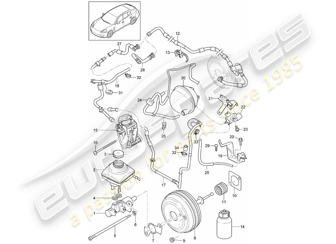 porsche 2014 (panamera 970) bremszylinder ersatzteildiagramm