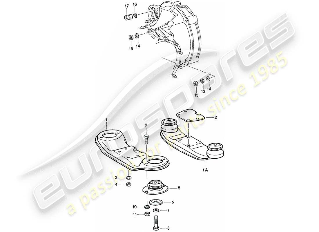 porsche 1985 (911) getriebeaufhängung teilediagramm