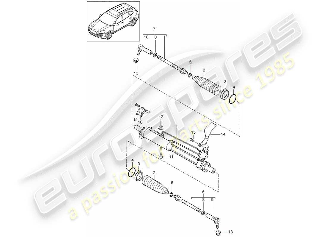 porsche 2011 (cayenne e2 92a) servolenkung - teilediagramm