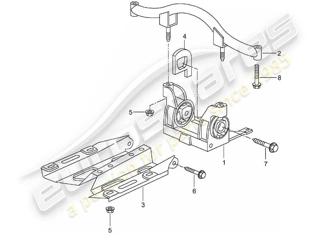 porsche 2005 (996 turbo / gt2) tiptronic - getriebeaufhängung - und - halterung - zwischenflansch ersatzteildiagramm