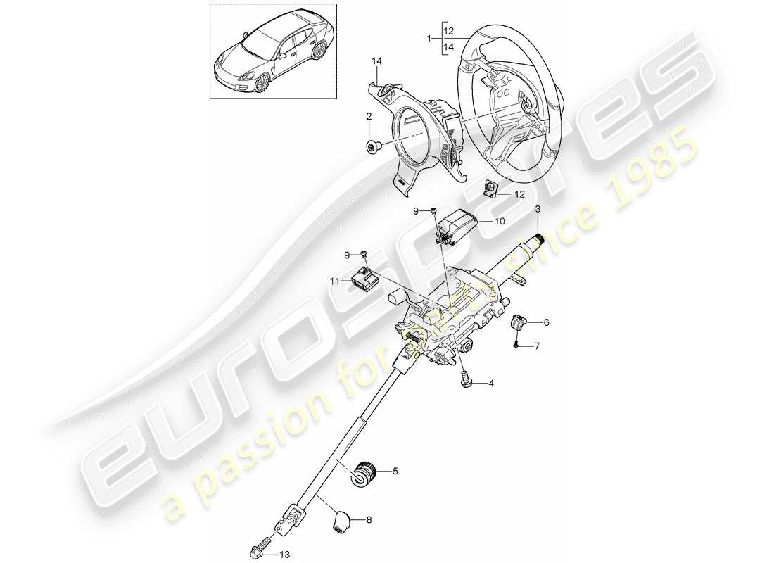 porsche 2011 (panamera 970) lenkräder ersatzteildiagramm