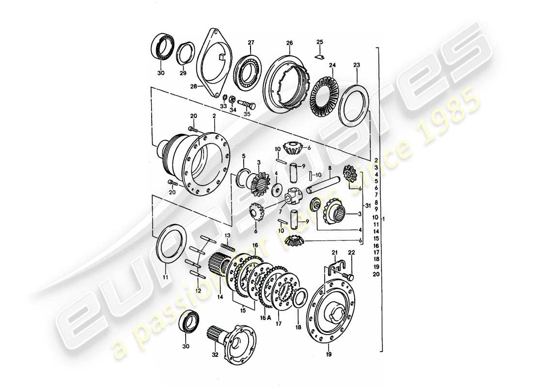 porsche 1993 (928) schaltgetriebe - porsche - sperrdifferential ersatzteildiagramm