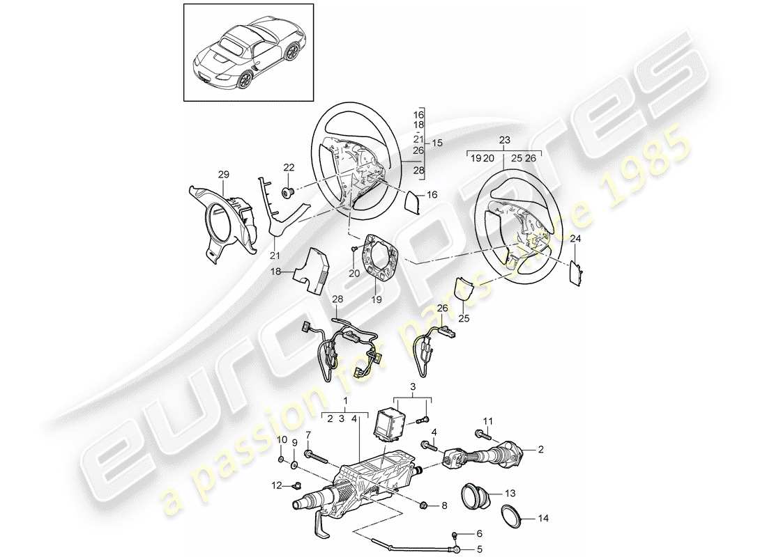 porsche 2011 (987 boxster) lenkschutzrohr ersatzteildiagramm