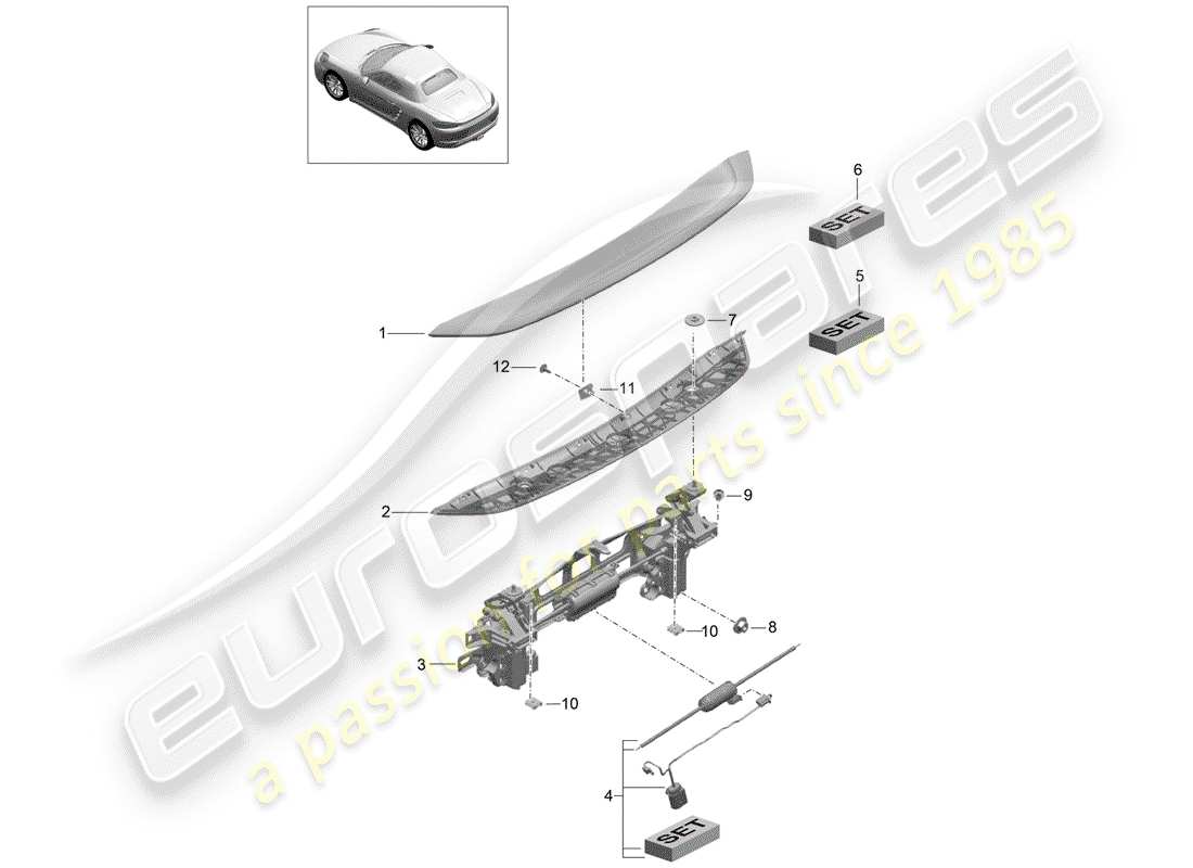 porsche 2019 (718 boxster) heckspoiler teilediagramm