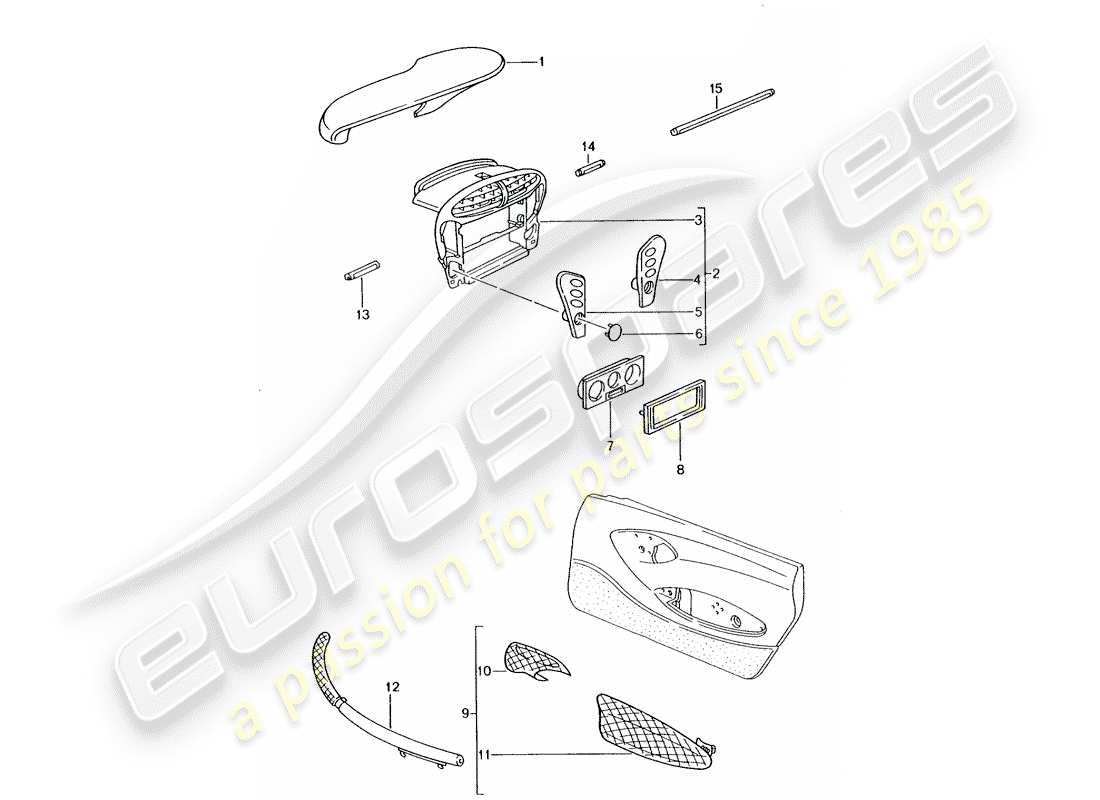 porsche 2009 (tequipment) instrumentenkasten-ersatzteildiagramm
