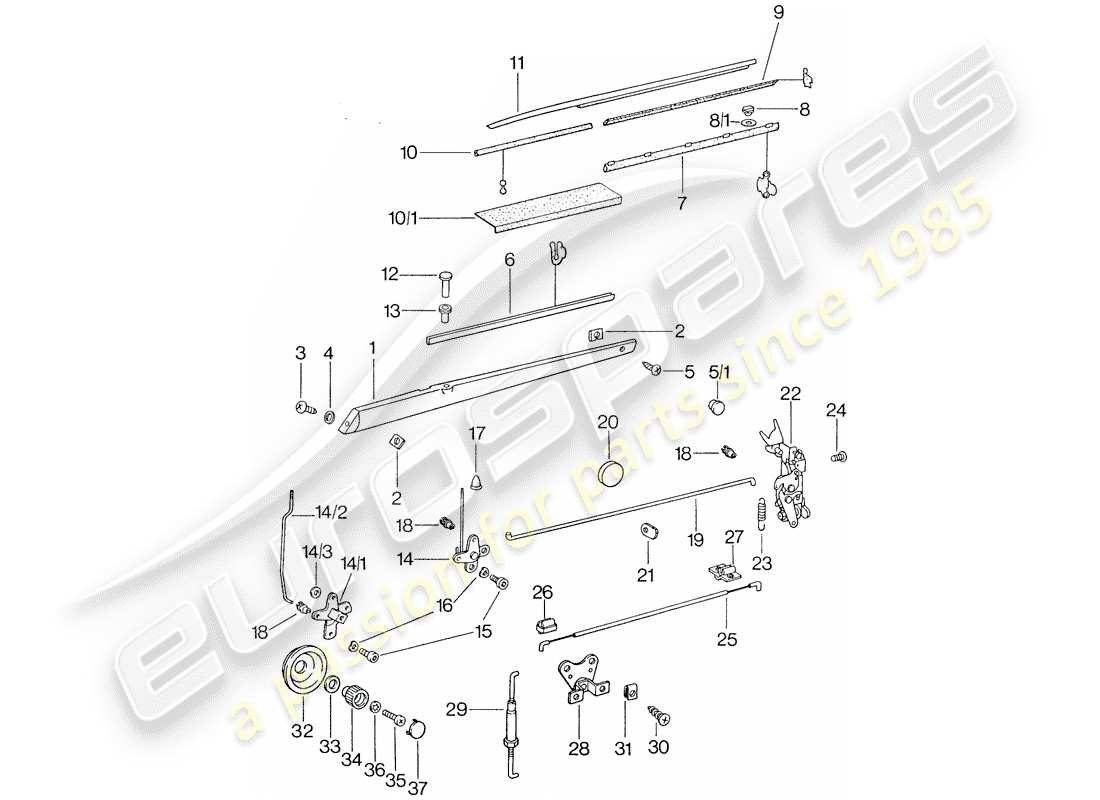 porsche 1977 (911) installationsteile - für - tür ersatzteildiagramm