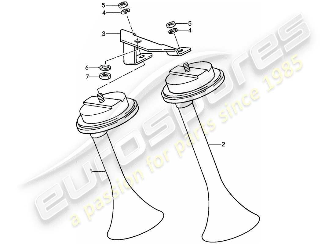 porsche 1987 (911) horn-ersatzteildiagramm