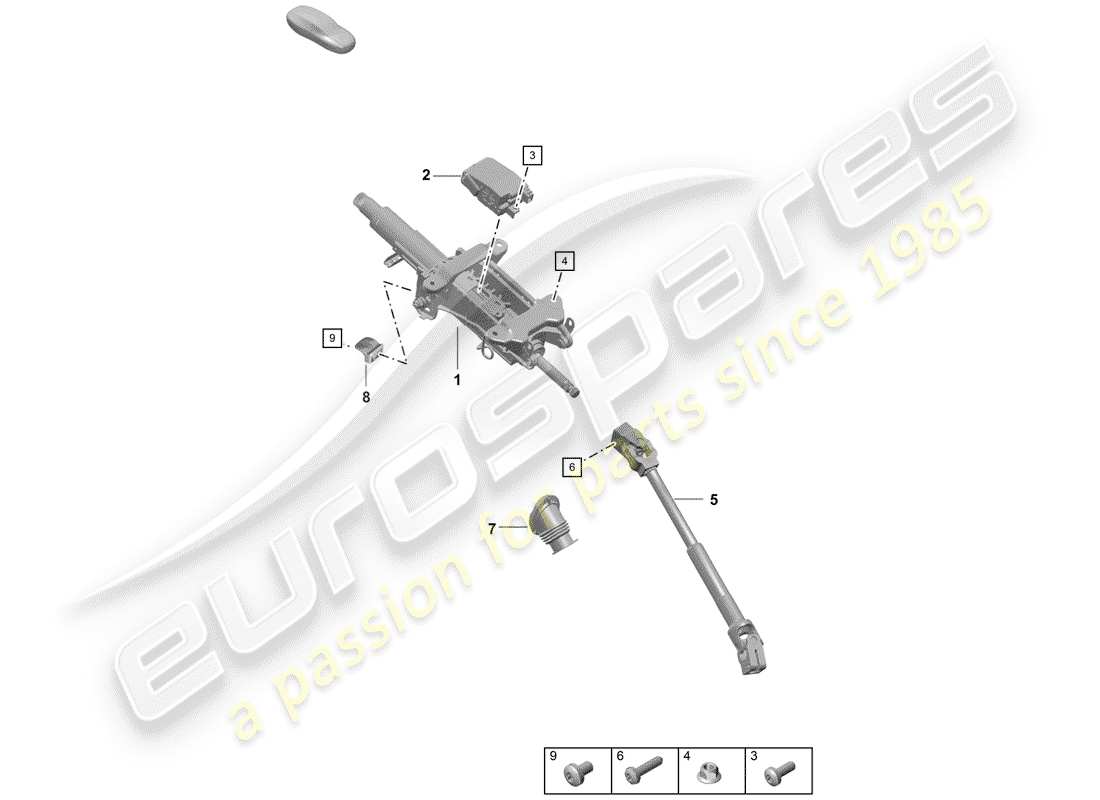 porsche 2019 (718 boxster spyder) lenksäule ersatzteildiagramm