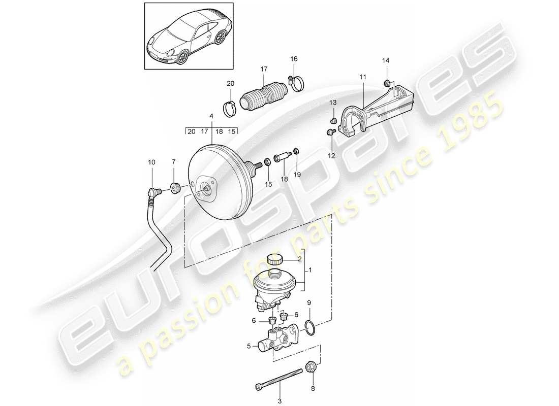 porsche 2011 (997-2) bremszylinder ersatzteildiagramm