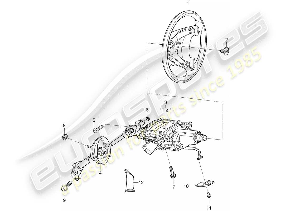 porsche 2008 (cayenne e1 9pa) lenkräder ersatzteildiagramm