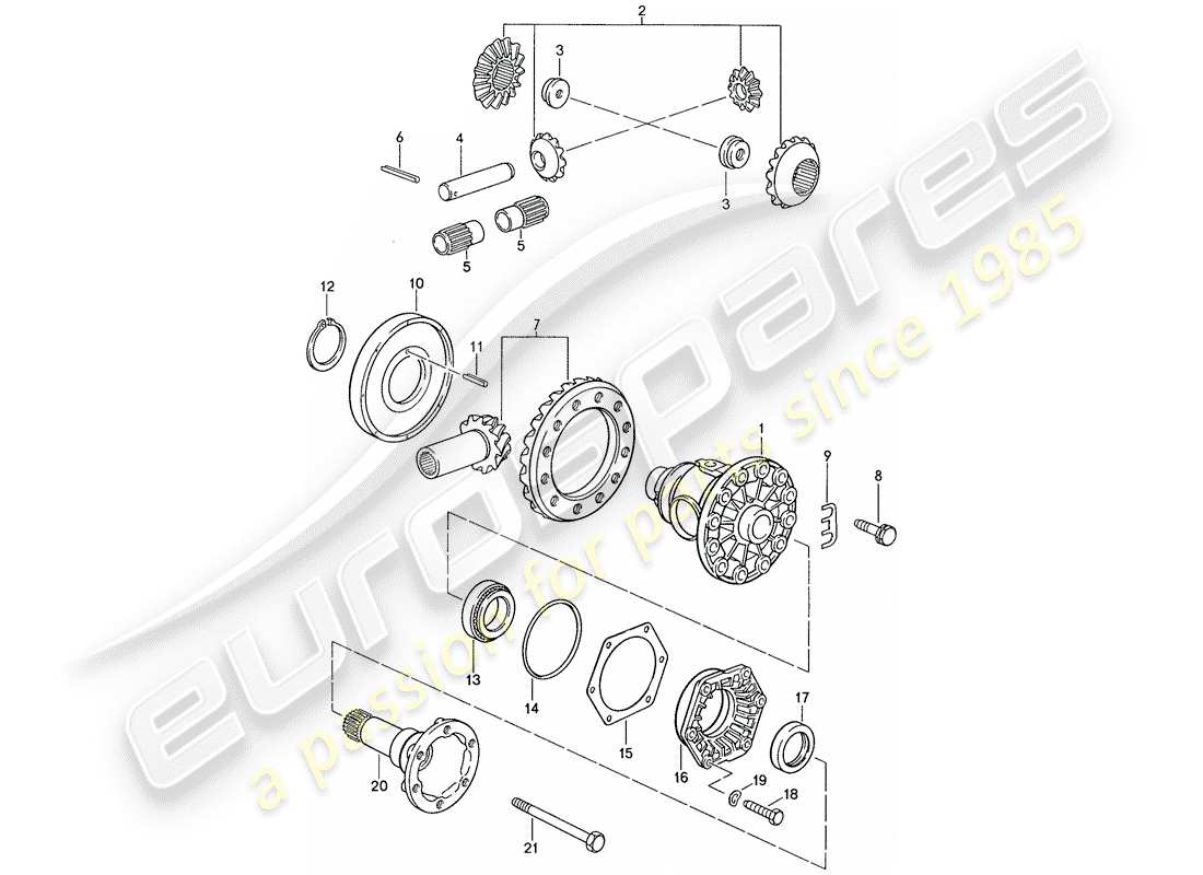 porsche 1988 (928) automatikgetriebe - differential 2 ersatzteildiagramm