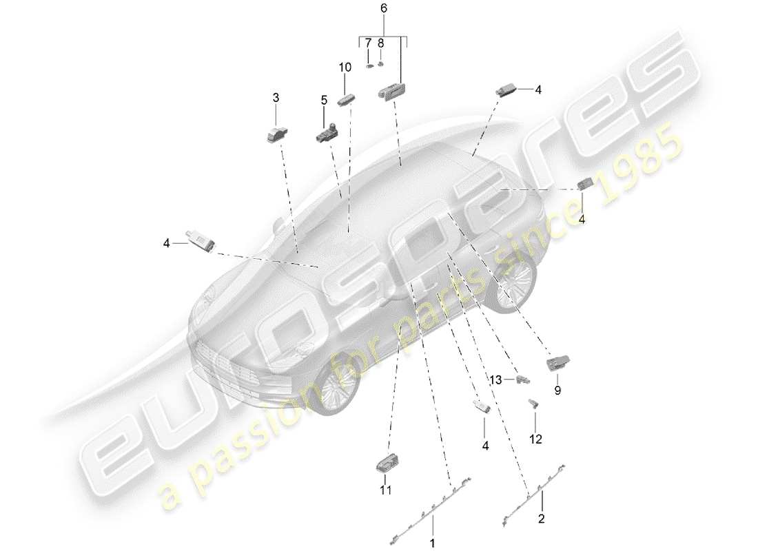 porsche 2019 (macan) innenleuchte ersatzteildiagramm