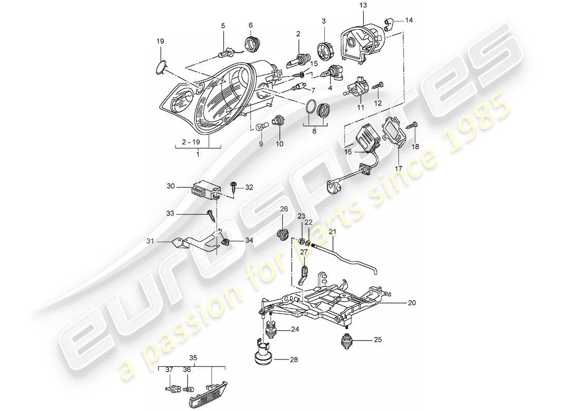 porsche 2003 (996 gt3) scheinwerfer - blinker-repeater - d - mj 2003>> ersatzteildiagramm
