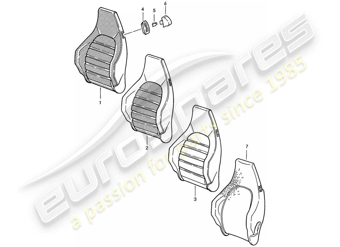 porsche 1985 (911) sportsitz - rückenlehnenbezug - d - mj 1985>> ersatzteildiagramm