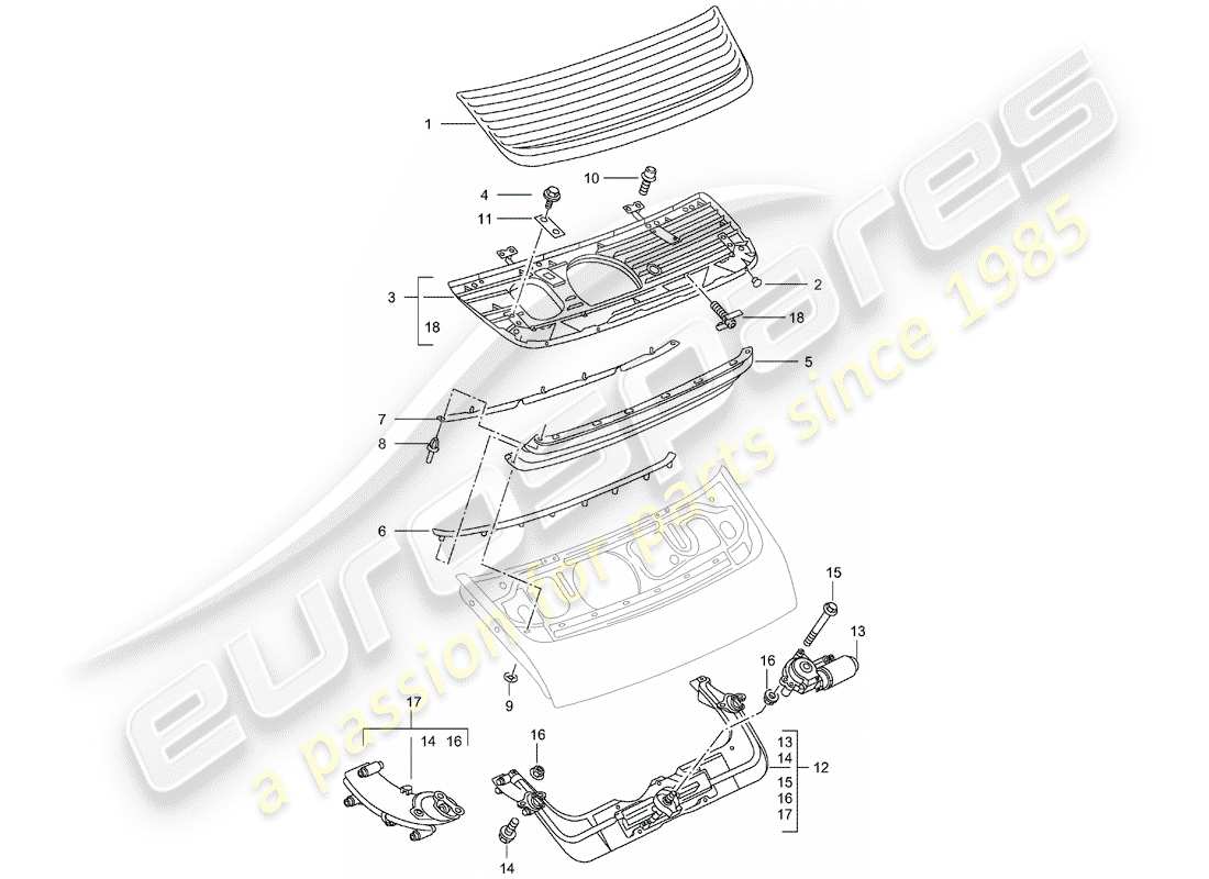porsche 1998 (996) heckspoiler teilediagramm
