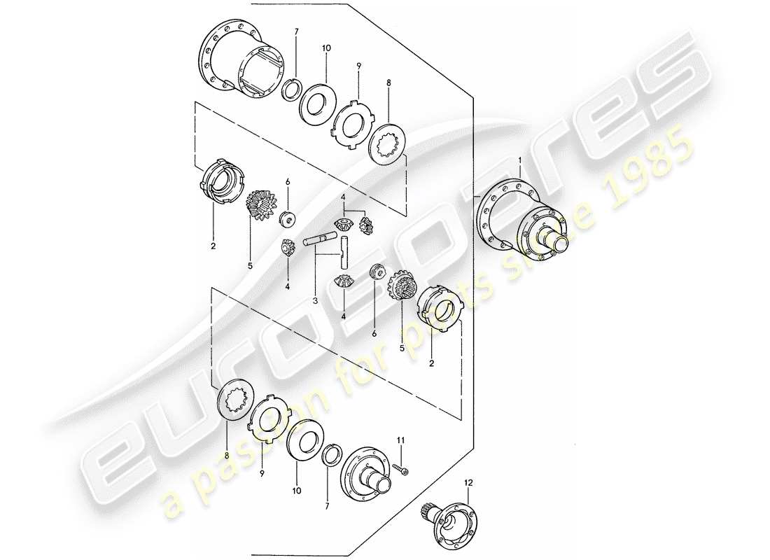 porsche 1990 (944) sperrdifferential - für - manuelles getriebe ersatzteildiagramm
