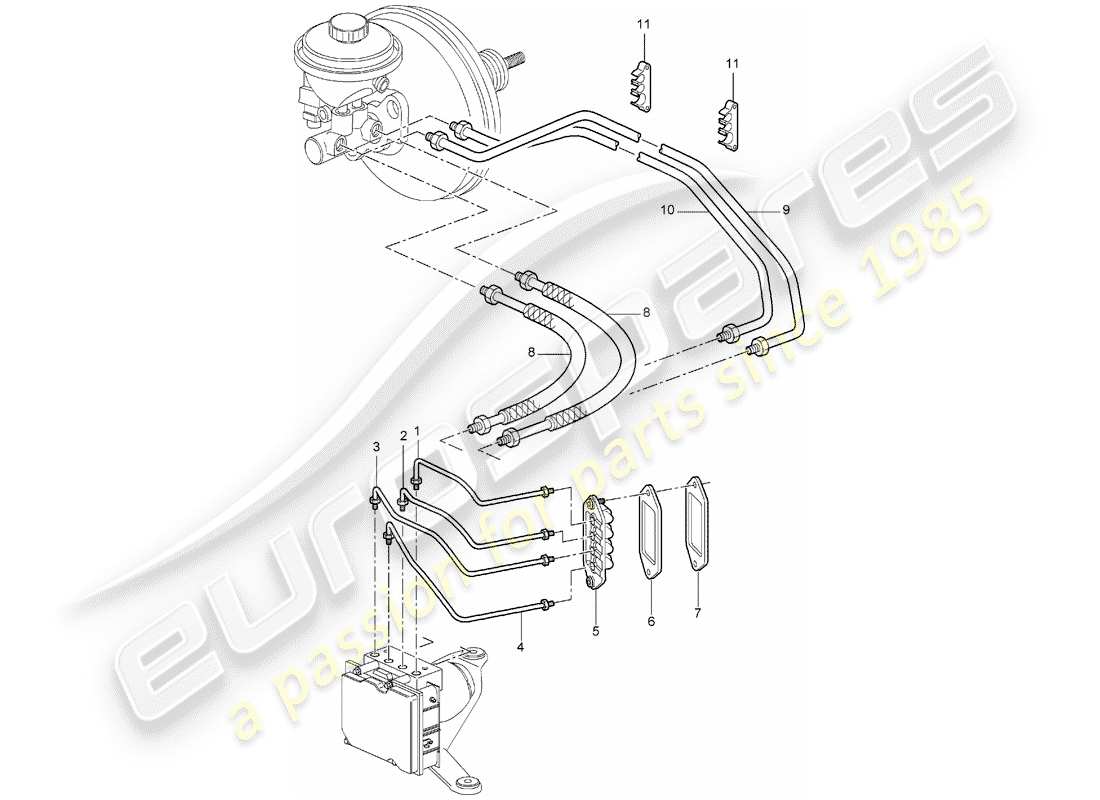 porsche 2007 (987 boxster) bremsleitungen ersatzteildiagramm