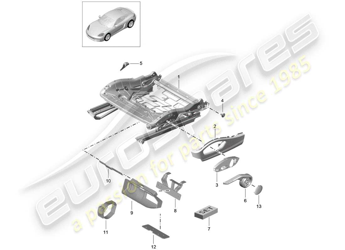 porsche 2019 (718 cayman) sitzgestell teilediagramm