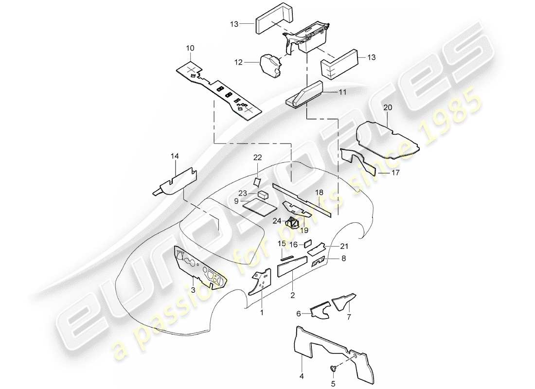 porsche 2010 (987 cayman) karosserie teilediagramm