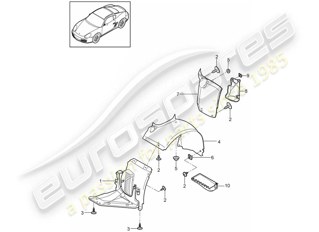 porsche 2010 (987 cayman) trims-teilediagramm