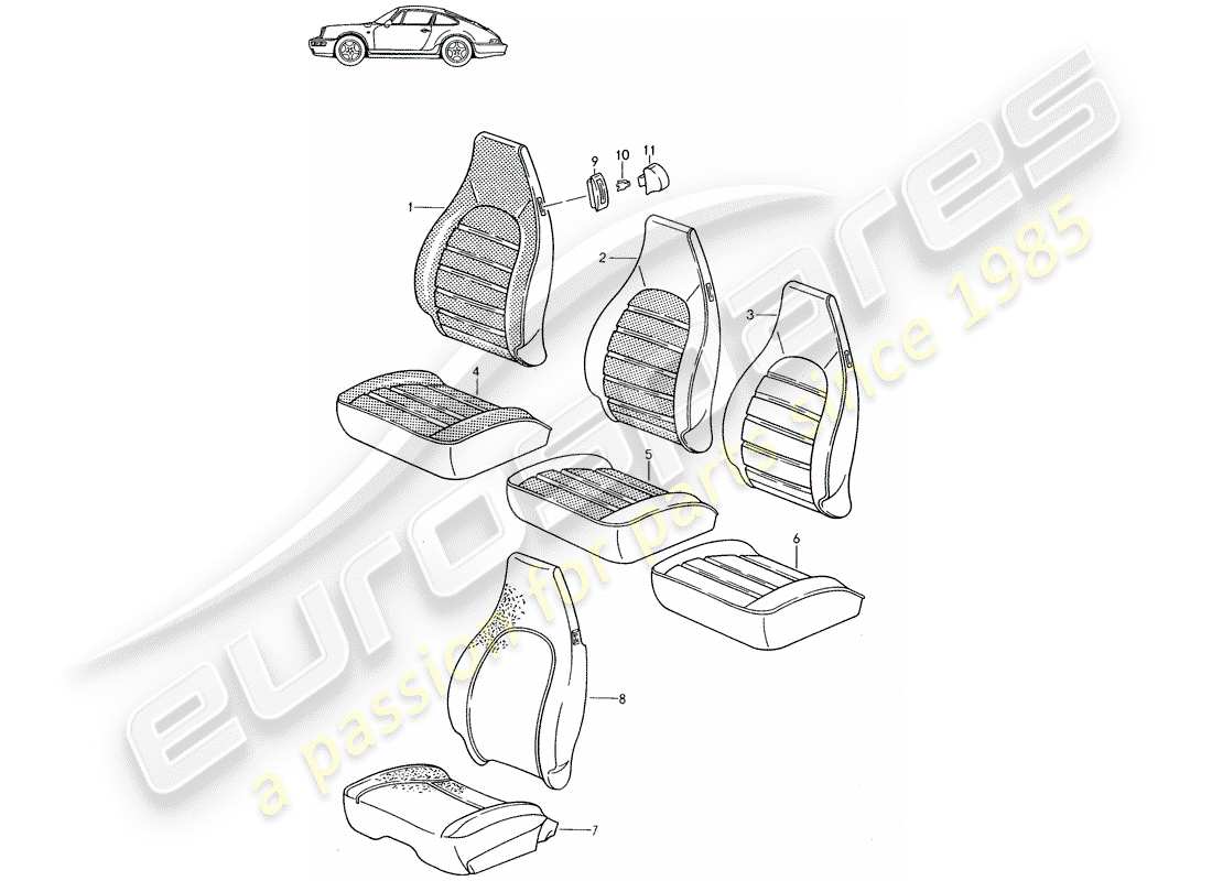 porsche 1987 (seats for 944/968/911/928) abdeckung - vordersitz - d - mj 1989>> - mj 1994 ersatzteildiagramm