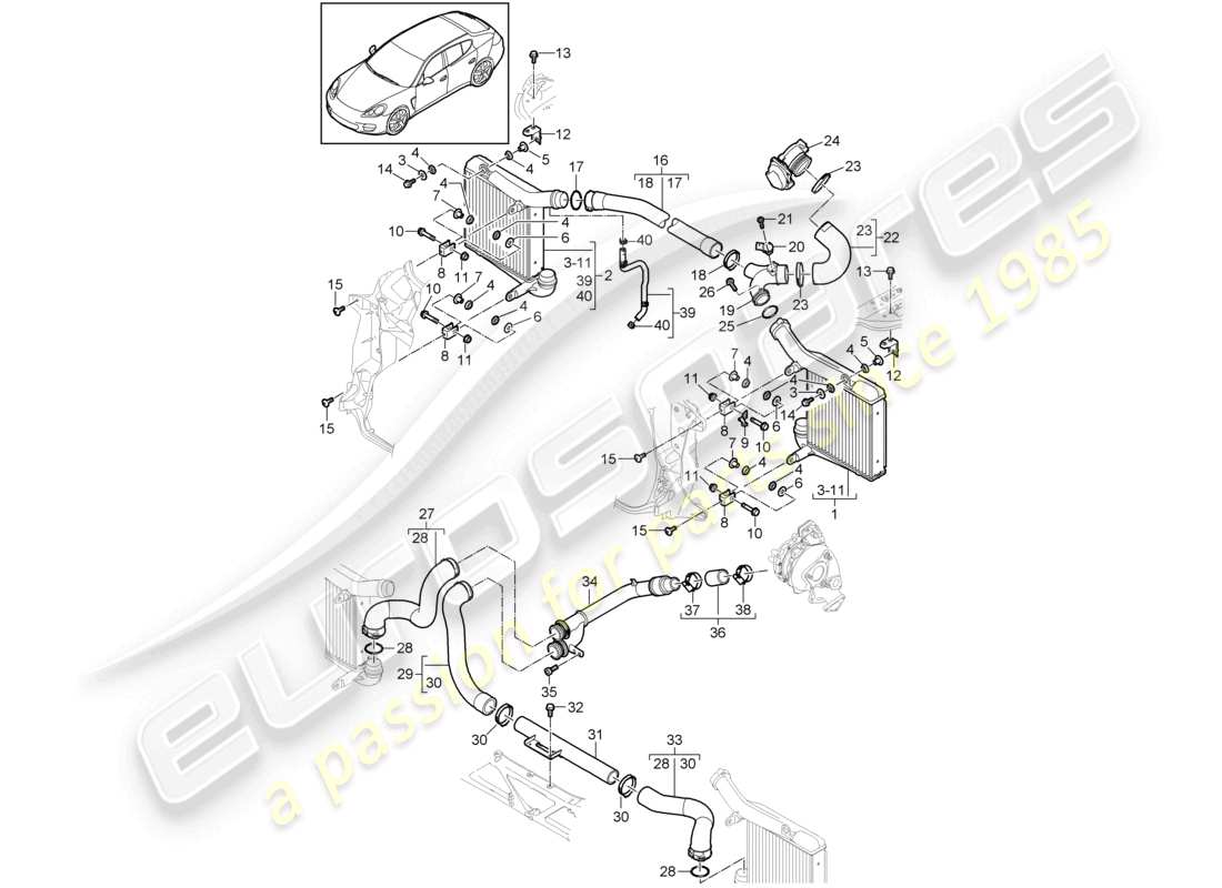 porsche 2010 (cayenne e1 9pa) ladeluftkühler-druckrohr teilediagramm