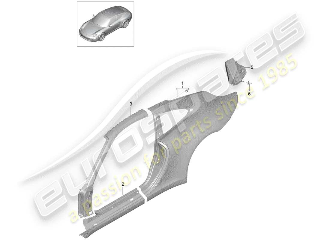 porsche 2014 (991-1) seitenwand teilediagramm