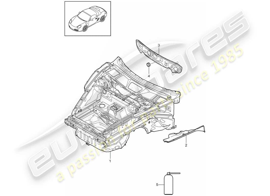 porsche 2011 (987 boxster) front end teilediagramm