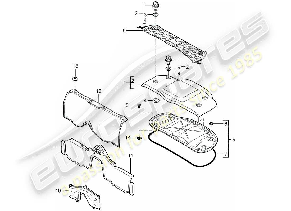 porsche 2005 (987 boxster) trims-teilediagramm