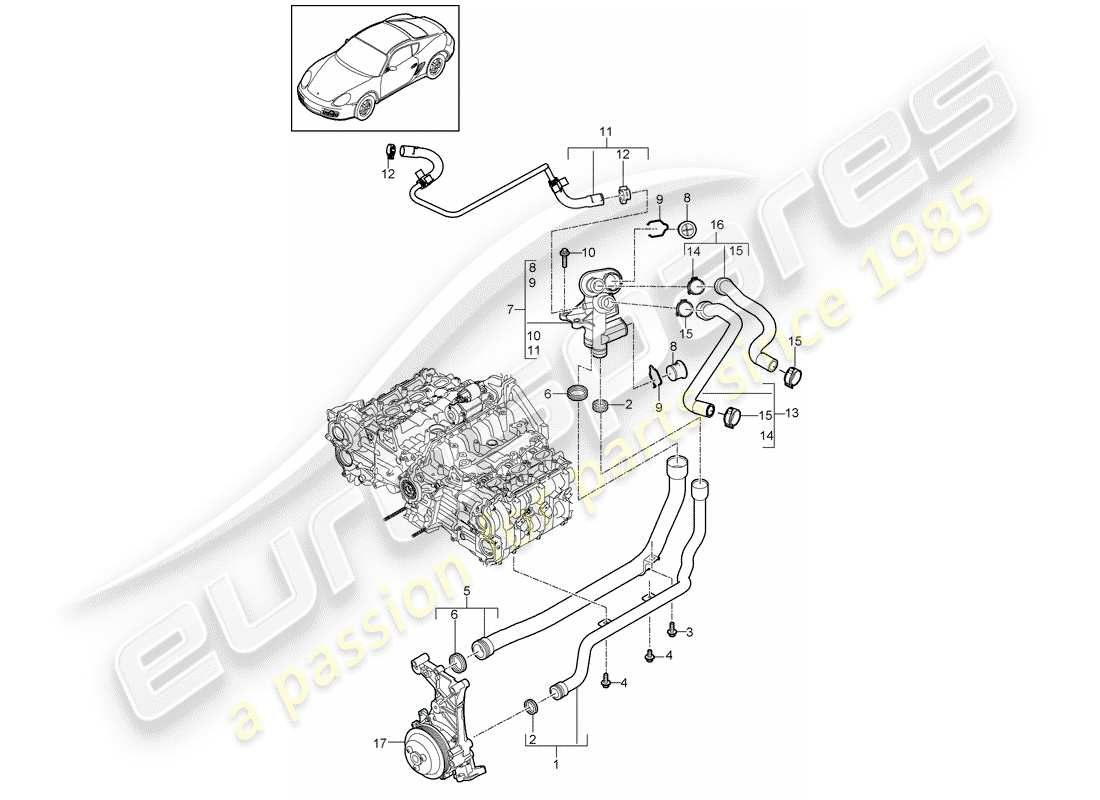 porsche 2009 (987 cayman) connection teilediagramm