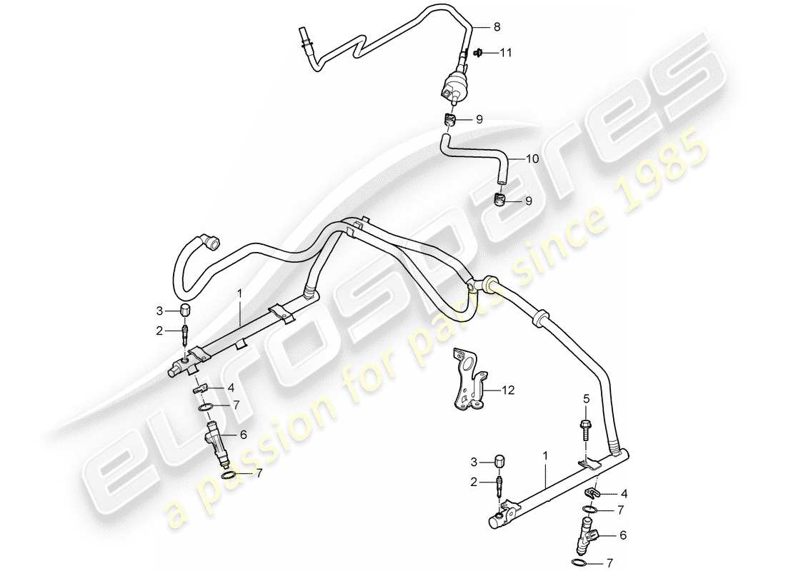porsche 2007 (987 cayman) kraftstoffsammelrohr ersatzteildiagramm
