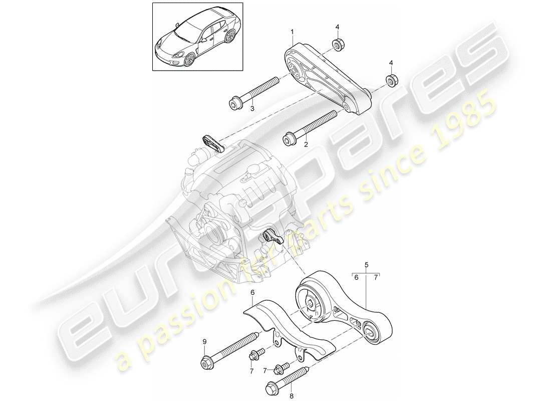 porsche 2016 (panamera 970) motoraufhängung teilediagramm