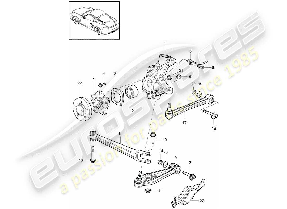 porsche 2012 (987 cayman) hinterachse teilediagramm