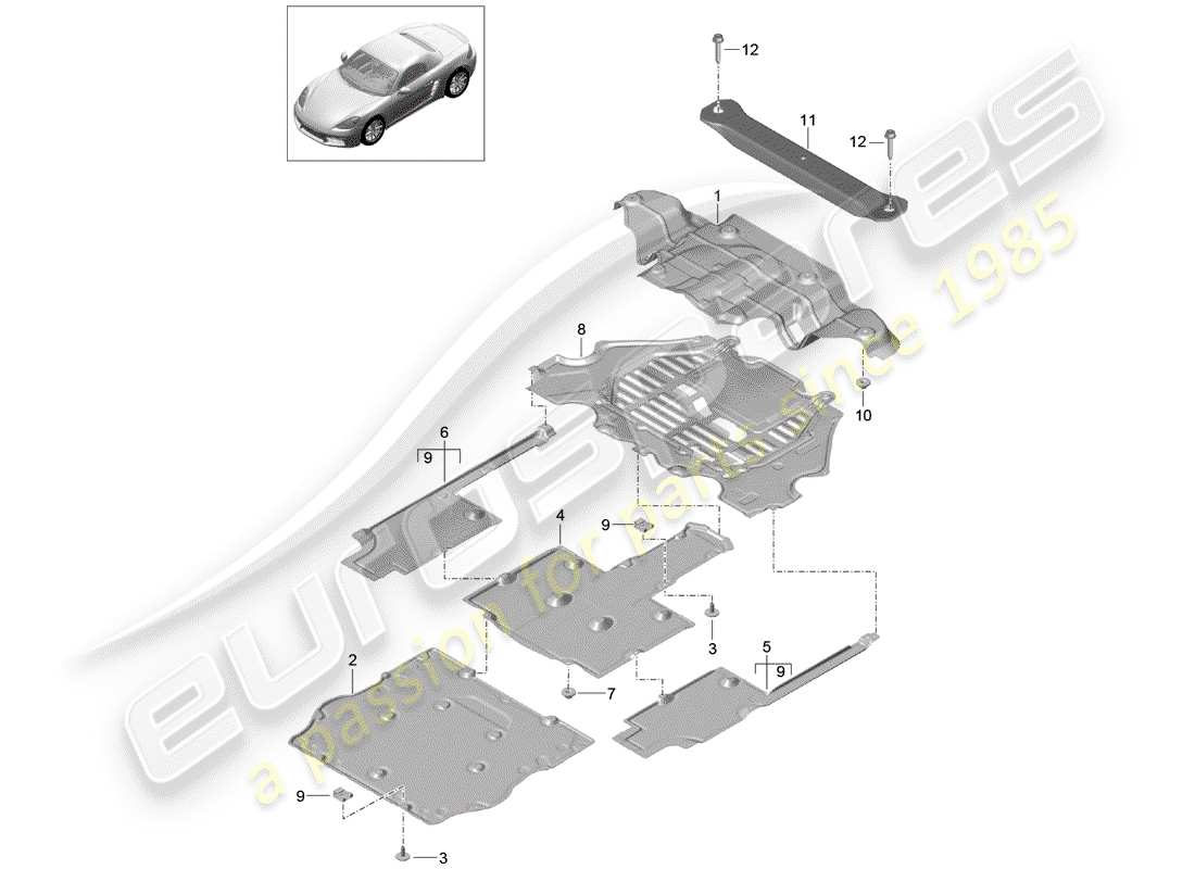 porsche 2020 (718 boxster) lining ersatzteildiagramm