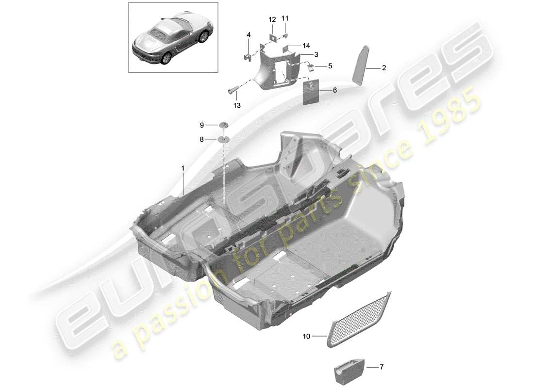 porsche 2020 (718 boxster) bodenabdeckung ersatzteildiagramm