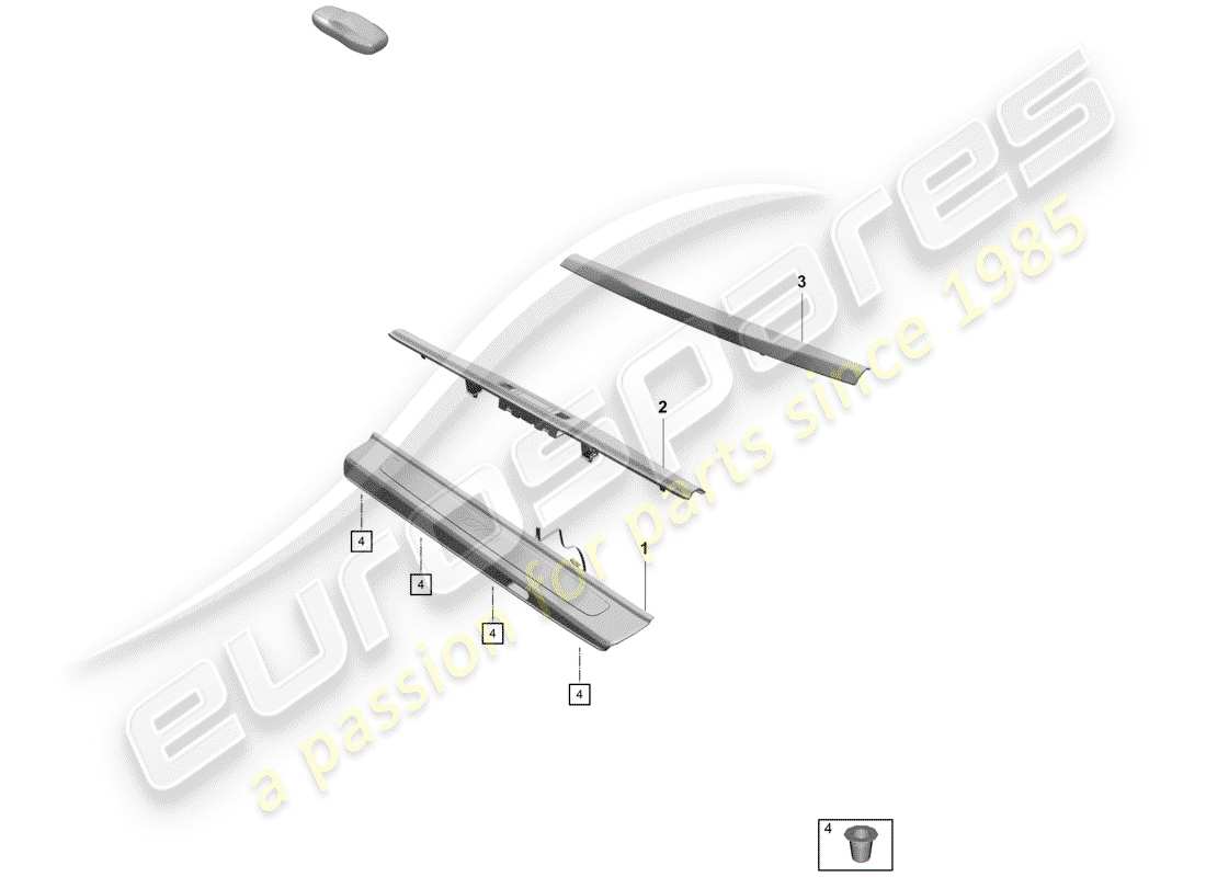 porsche 2019 (718 boxster spyder) einstiegsblech - schwellerplatte ersatzteildiagramm